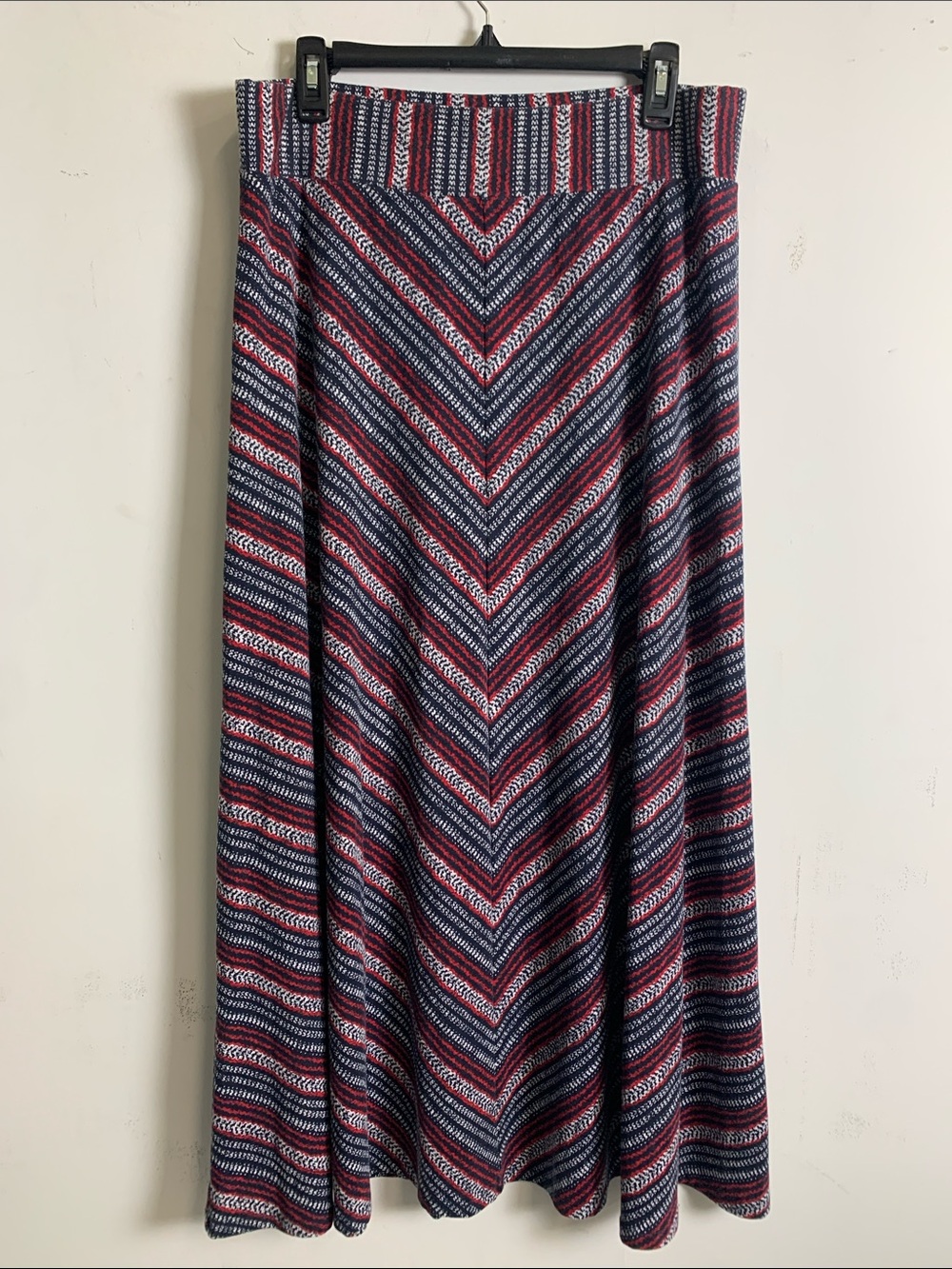 Westport Chevron Maxi Skirt in Navy and Red